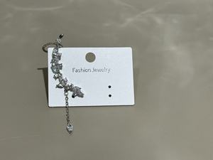 Orecchini pendenti in carbonio attivato, placcati in argento, con strass di cristallo a forma di stella, gioielli da festa alla moda per donna - Product Image 3