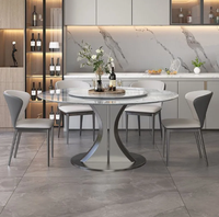 Ensemble de table et de chaises rondes en marbre naturel de luxe, imperméable, avec plateau en marbre, pour la maison et la restauration
