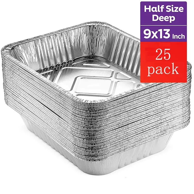 1000 Packs Oblong Alumínio Panelas Descartáveis Takeout Food Foil Recipientes De Alumínio 9*13 Bandejas De Folha De Estanho com tampas De Folha