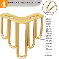 Pieds de canapé en fer doré, design moderne, 12 cm, 15 cm, pièces de mobilier pour chambre, salon, hôpital, atelier, vente en gros, facile à installer