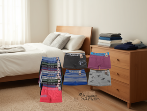 Sfo-8 Boxer da uomo 100% cotone a vita media a righe traspiranti in maglia per adulti taglia L - Product Image 2