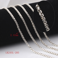 Chaîne de boîte multi-tailles en argent sterling S925 0.84mm 1.26mm 2.42mm Chaîne à maillons carrés pour la fabrication permanente de colliers et de bracelets.