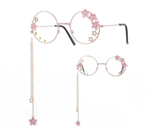 2021 नई सकुरा लटकन चश्मा फ्रेम लेडी ऑप्टिकल व्यक्तिगत फैशन सजावटी चश्मा फ्रेम ऑप्टिकल चश्मा