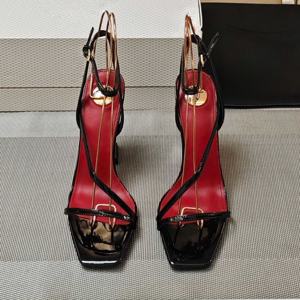 Cirage à chaussures en cuir de créateur de haute qualité, noir et rouge contrastant, style rétro élégant, tendance mode estivale pour femme, semelle épaisse - Product Image 1