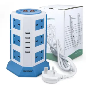 Newest Electrical Supplies Vertical Power Socket UK Extension Outlet With 12-Way Good Sale in the market