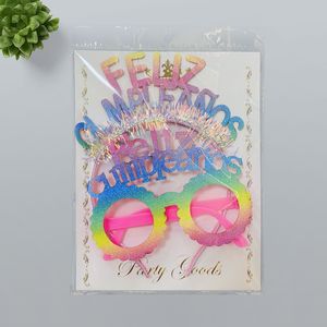 Nueva diadema de cumpleaños, alambre de oro rosa brillante, letras en inglés, gafas de feliz cumpleaños para decoración de fiesta de cumpleaños - Product Image 3