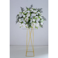 Arrangement floral de table de mariage, roses vertes, centre de table de mariage, boule de fleurs artificielles en soie blanche