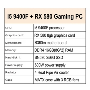 Giá rẻ PC i5 9400f RX 580 RAM 16GB RGB b360m Bo mạch chủ đầy đủ chơi game PC tùy chỉnh máy tính thiết lập bán buôn xây dựng máy tính để bàn PC - Product Image 2