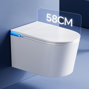 G838 Nouveau design WC intelligent suspendu mural en céramique électrique avec réservoir intégré, fonction de lavage frontal à bulles pour femme et éclairage d'ambiance - Product Image 1