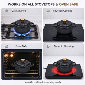 Cocotte <span class=keywords><strong>en</strong></span> <span class=keywords><strong>fonte</strong></span> émaillée 12 cm, mini four hollandais, ustensile de cuisson <span class=keywords><strong>en</strong></span> <span class=keywords><strong>fonte</strong></span> à double poignée pour la préparation de la nourriture pour bébé, les ragoûts et la cuisson - Product Image 3