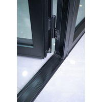 Portes françaises extérieures à double battant en aluminium avec grilles, design moderne, pour villa en verre