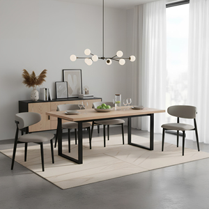Juego de Mesa de Comedor Rectangular de Madera Maciza de Roble de <span class=keywords><strong>Estilo</strong></span> Rústico Moderno con 4 Sillas para el Hogar o <span class=keywords><strong>Restaurante</strong></span> - Product Image 2