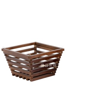 Panier suspendu en bois carré, suspension à chaîne en bois massif, 10, 8, 6 pouces, support de rangement pour pot de fleurs de jardin - Product Image 2