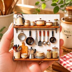 Utensilios de cocina en miniatura decorativos, imanes de resina en relieve para nevera, escenas en miniatura retro y acogedoras para el hogar - Product Image 2