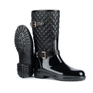 Novas Botas de Chuva Femininas Pretas Impermeáveis de Cano Curto e Bico Redondo, Antiderrapantes, com Cabedal em PVC, para Uso em Todas as Estações - Product Image 1