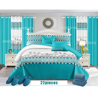 Parures de lit personnalisées, collections de linge de lit, ensemble de couette de luxe Flora, 22 pièces, couvre-lit, rideaux, ensemble de literie