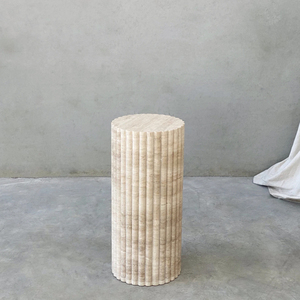 STONE nouveau produit pierre naturelle ronde piédestal Table d'appoint Beige calcaire marbre socle cylindre pour meubles de salon - Product Image 3