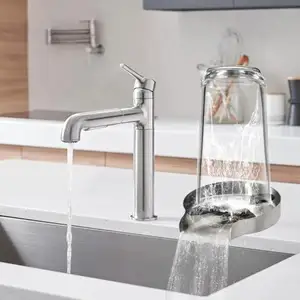Özel LOGO mutfak lavabo aksesuarları şişe yıkama Metal musluk cam Rinser hızlı temizlik yüksek basınçlı bardak yıkama
