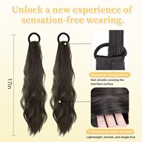 2 Pièces Extensions de Cheveux Longues Bouclées en Queue de Cheval, Bande Élastique Naturelle, Perruque Fausse Queue de Cheval Ondulée, Accessoires Quotidiens pour Femmes, 17 Pouces