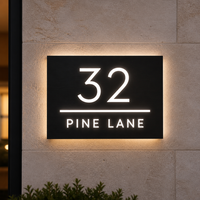Plaque de porte extérieure en acier inoxydable étanche avec éclairage LED, pour maison, appartement, hôtel, bar