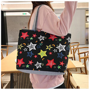 2025 üreticileri yeni toptan eğlence moda katlanabilir tuval Tote alışveriş çantası koltukaltı çanta uzun sap kullanımlık karikatür - Product Image 3