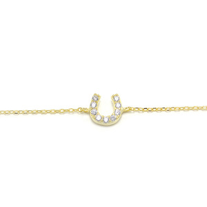 <span class=keywords><strong>Bracciale</strong></span> Portafortuna in <span class=keywords><strong>Argento</strong></span> S925 Placcato Oro 18K con Zirconi a Forma di Ferro di Cavallo, <span class=keywords><strong>Bracciale</strong></span> a Catena in <span class=keywords><strong>Argento</strong></span> Sterling <span class=keywords><strong>925</strong></span> con Zirconi Cubici - Product Image 3