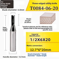Fraise droite TCT à 3 dents, fraise à carbure pour rainurage et découpe du MDF, du contreplaqué et du panneau de particules