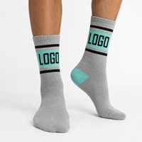 Chaussettes de sport en coton côtelé pour hommes, logo jacquard personnalisé, noir et vert lime, fabrication OEM