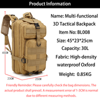 Sac à dos tactique camouflage 20-35L avec cadre externe MOLLE, sac à dos léger respirant et imperméable pour la randonnée et le cyclisme