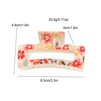 Pinces à cheveux rectangulaires ajourées à motif floral et damier, grandes pinces à mâchoires en acrylique, accessoires de mode pour femmes