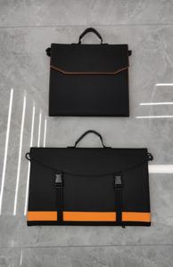 แผงโซลาร์เซลล์พับได้สีดำทั้งหมด 15 วัตต์ พร้อมคอนโทรลเลอร์ในตัว ผ้ากันน้ำสีส้มสำหรับใช้ในบ้าน ขายดี - Product Image 5