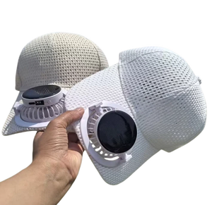 Nuovo Cappello con Ventilatore a Ricarica Solare, Visiera Estesa Estiva, Rete Traspirante, Protezione Solare, Visiera Regolabile in PVC per Coppie - Product Image 1