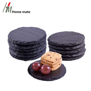<span class=keywords><strong>Assiette</strong></span> à <span class=keywords><strong>dessert</strong></span> ronde en <span class=keywords><strong>ardoise</strong></span> miniature en pierre noire naturelle écologique bon marché D13cm - Product Image 1