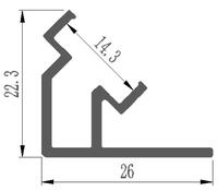 Profilé en aluminium LED avec diffuseur, embouts et clips pour bande LED 26*22 mm