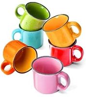 Tasses de camping en émail 12oz vert et blanc, mugs à café robustes en métal émaillé pour l'extérieur, personnalisables avec logo et couleur