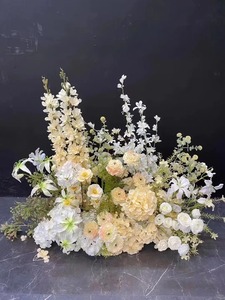 Rangée de fleurs artificielles en soie vertes RHD pour table de mariage, aménagement floral d'hôtel, cloisonnement de centre commercial - Product Image 5