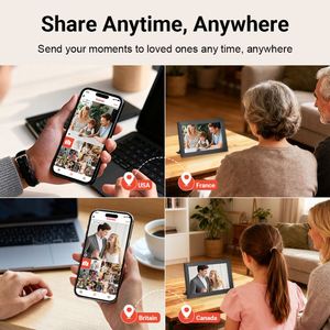 Cadre photo numérique <span class=keywords><strong>à</strong></span> écran tactile de 10,1 pouces, 32 Go, partage de photos, vidéos et <span class=keywords><strong>meilleurs</strong></span> vœux via l'application Frameo, cadre photo numérique intelligent WIFI - Product Image 5