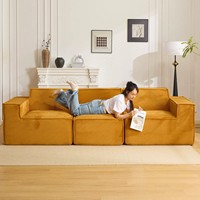 Modulares Würfel-Stoffsofa mit Blockarmlehne für Wohnzimmer, Große Apartments, Modernes Minimalistisches Inneneinrichtungs-Möbelstück