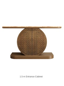 Mesa Consola de Madera Maciza Estilo Chino con Mármol, Almacenamiento Oculto Móvil para Sala de Estar, Mueble de Entrada con Diseño Creativo - Product Image 5