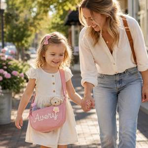 Personalized Parent Child Matching Crescent Crossbody Bags, S and L Size Custom Name Sling <b>Purses</b> for Women and <b>Girls</b> - Product Image 2