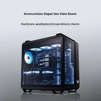 GT502 Bibliothèque de munitions ATX Full Tower Case avec ventilateur Stock Open Sea View Room Side Transparent Game Host DIY Republic of Gamers