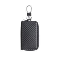Étui de clés de voiture en cuir PU personnalisé en gros, mini pochette à fermeture éclair unisexe, porte-clés anti-perte avec boucle, sac de rangement portable pour clés