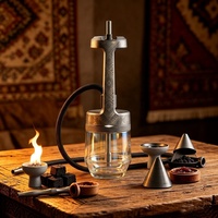 Chichas de luxe personnalisées en verre borosilicate et métal aluminium, design Arguile, ensemble complet