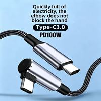Câble USB-C de charge rapide PD 100W, connecteurs en alliage de cuivre et d'aluminium, gaine en nylon, conception à tête coudée à 90 degrés pour MacBook et tablettes