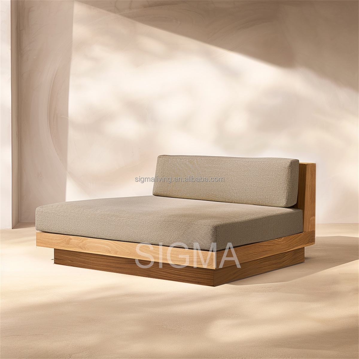Modern Design Outdoor Furniture Teak Wood Frame Comfortable U-shape Garden Sofa Set with Ottoman