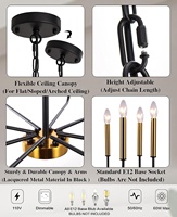 Style médiéval post-moderne lumière luxe noir or bougie éclairage lustre intérieur salle à manger plafond lampe suspendue