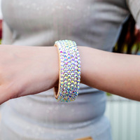 Danseuse danse du ventre bijoux 3D verre bras anneau avec diamant ouverture Flatback lâche strass bracelet pour la performance