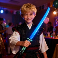 Pedang Samurai LED Katana Bercahaya Lampu Kelap-Kelip Bilah Berpendar untuk Souvenir Pesta Perlengkapan Acara Cosplay Grosir Stok Banyak