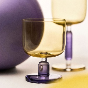 Verre à vin rouge ou à eau en cristal sans plomb fait main de 300 ml, de haute qualité, unique et magnifique, avec pied, coloré en jaune, bleu, vert - Product Image 5