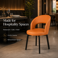 Chaise de salle à manger orange brûlé avec dossier enveloppant, chaise d'appoint haut de gamme rembourrée, qualité commerciale pour restaurant et hôtel, pieds effilés foncés